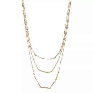 Nine West Gold Tone Multi Row Bar Chain Necklace